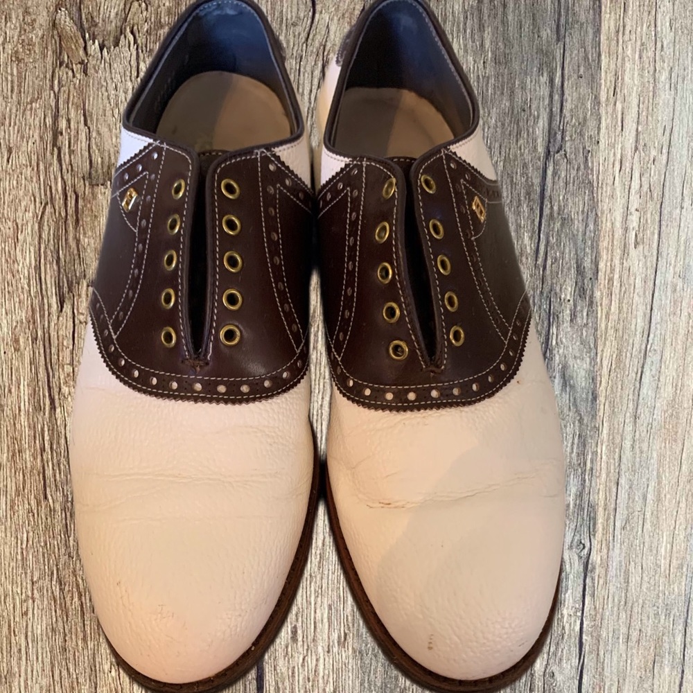 Men’s FootJoy Turf-Mates Golf Shoes Size 9.5D Used in Box White/Brown